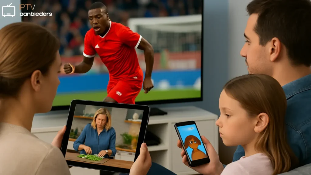 Utilisation multi-écrans avec IPTV Internet Protocol dans un foyer

