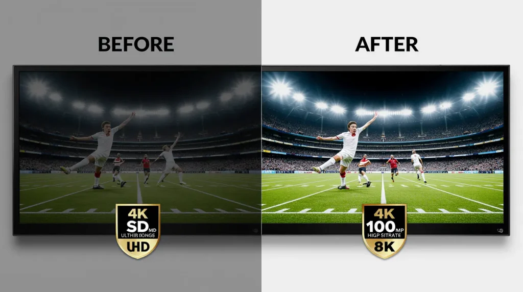 4K IPTV abonnement kwaliteit: verschil tussen SD, HD, 4K en 8K streaming op Smart TV