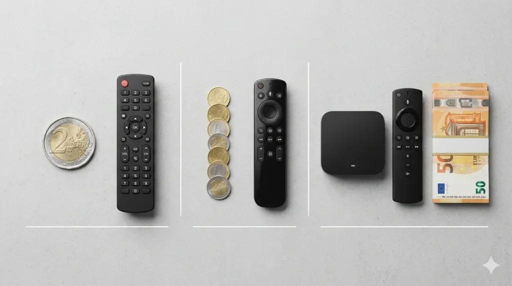 Vergelijking IPTV kopen kosten 2026: drie prijscategorieën goedkoop, middenklasse en premium naast elkaar