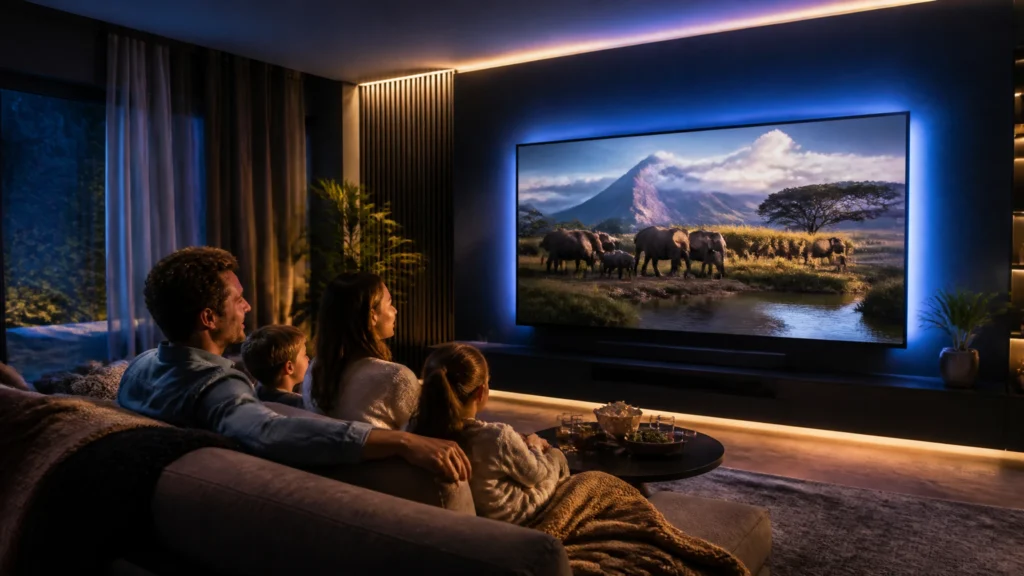 IPTV abonnements voor het hele gezin op groot 4K scherm thuis, beste iptv abonnement nederland 2026